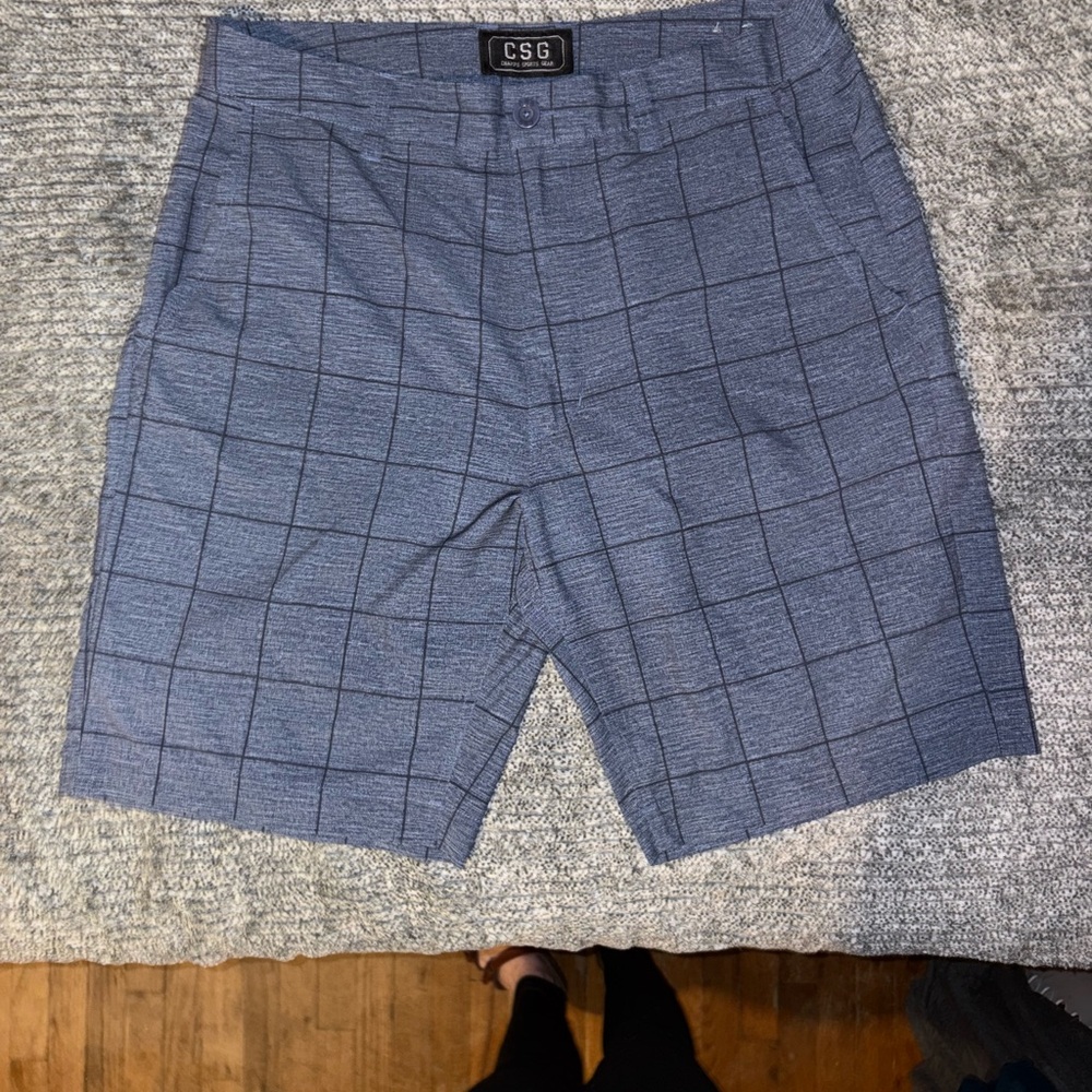 CSG Men's Blue Plaid Swim Trunks